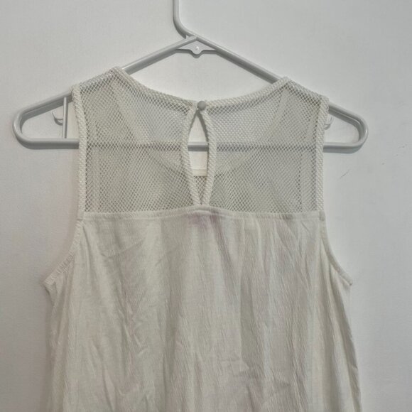 PIXLEY STITCH FIX STITCHFIX Solid White / Ivory ish Mixed Media Crochet Tank Top - Picture 10 of 11